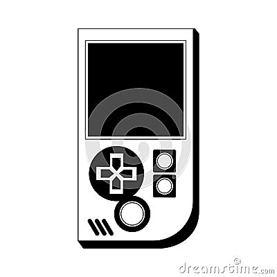 Portable videogame console technology isolated in black and white Vector Illustration