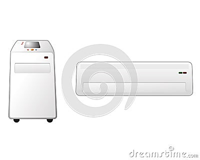 Portable and wall air conditioner Vector Illustration