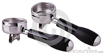 Portafilter - handle with a filter for making espresso coffee Stock Photo