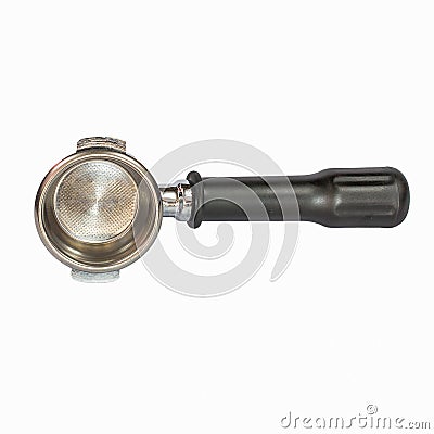 Portafilter handle.Used to make fresh coffee Stock Photo