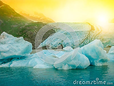 Portage Glacier melting Stock Photo