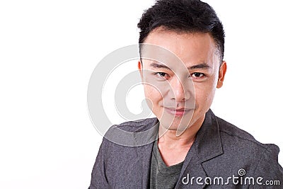 Portait of confident, happy, positive asian man face Stock Photo