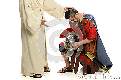 Portait of Jesus praying for roman soldier Stock Photo