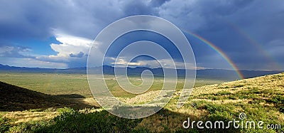 Double Rainbow in Arizona Stock Photo