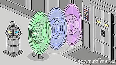 Portal doors, science fiction gateway vector design. vector design Generative AI Vector Illustration