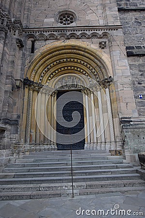 Portal at the Imperial cathedral in Bamberg, Germany Editorial Stock Photo