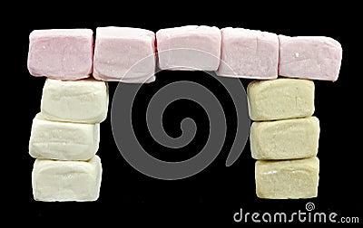 Portal made of marshmallows Stock Photo