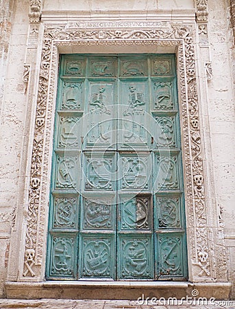 Portal of Purgatory church. Monopoli. Apulia. Stock Photo