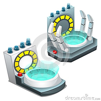 Portal teleportation, two images isolated Vector Illustration