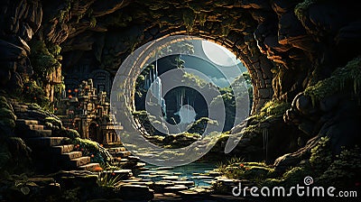 A portal to a beautiful dimension. Portal to another world Stock Photo