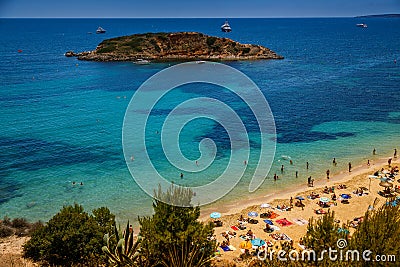Portals Nous (Playa Oratorio) beach in Mallorca with people relaxing on the beach Stock Photo