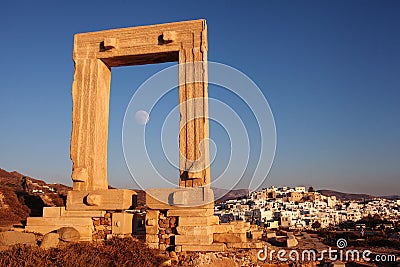 Portara gate in Naxos Greece. Stock Photo