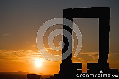 Portara at Sunset Stock Photo