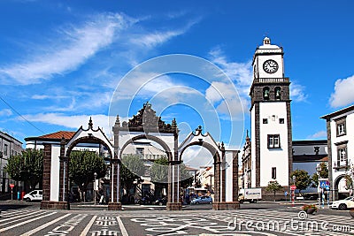 Portas da Cidade (Gates to the City), Ponta Delgada, Sao Miguel Editorial Stock Photo