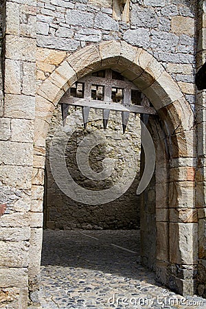 Portcullis in the gate of a medieval Irish castle Stock Photo