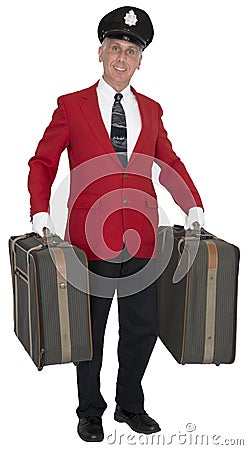 Porter, Baggage Handler, Doorman, Hotel Employee, Isolated Stock Photo