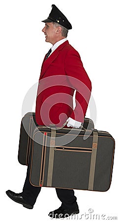 Porter, Baggage Handler, Doorman, Hotel Employee, Isolated Stock Photo