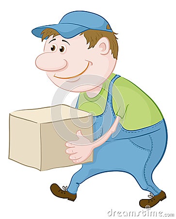 Porter carries a box Vector Illustration