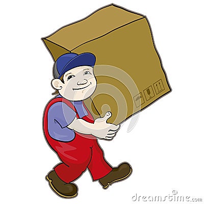 Porter carries a box Vector Illustration