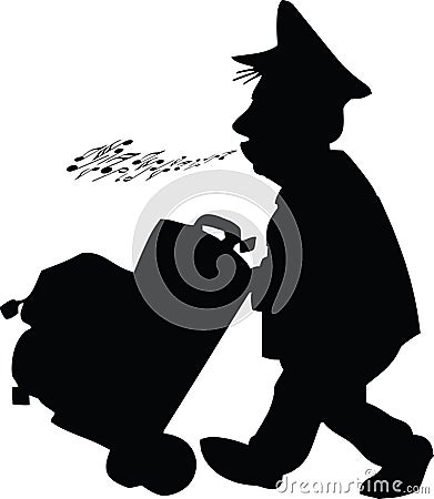 Porter carries suitcases Vector Illustration