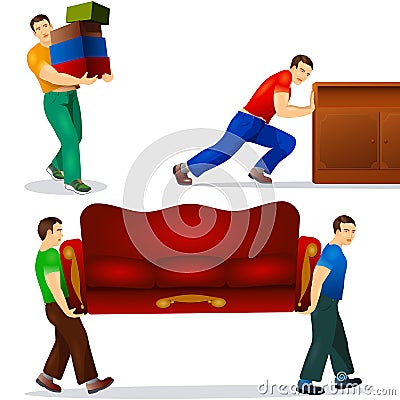 Porter Wear Carry Heavy Cargo Man Vector Illustration