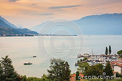 Portese, Italy, at Lake Garda during a beautiful sunset Stock Photo