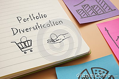 Portfolio diversification is shown using the text Stock Photo