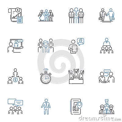 Portfolio manager line icons collection. Investment, Risk, Diversification, Automation, Analysis, Allocation Vector Illustration
