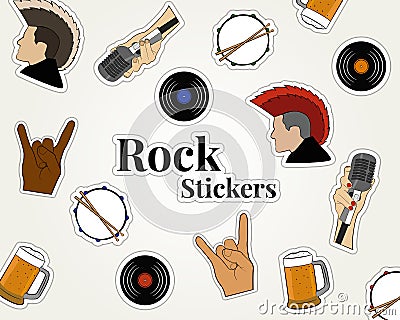 Rock Stickers Vector Illustration