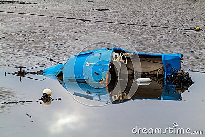 Sunken Boat at Portgordon Editorial Stock Photo