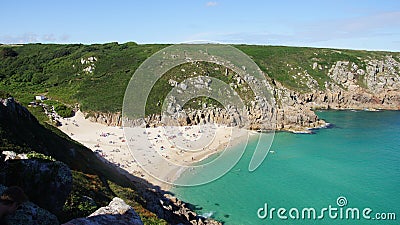 Porthcurno beach in Cornwall Stock Photo