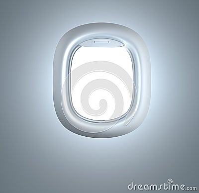 Porthole. Plane illuminator. In white colors. Stock Photo