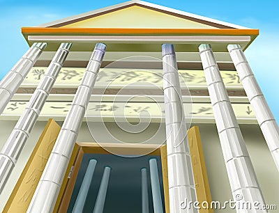 Portico of an Ancient Temple Stock Photo