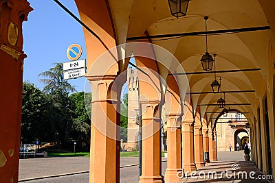 Portico with arches in Busseto Emilia Romagna Stock Photo