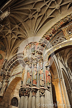 Portico del Paraiso Catedral de San Martin en Ourense Orense, Galicia, EspaÃ±a Editorial Stock Photo