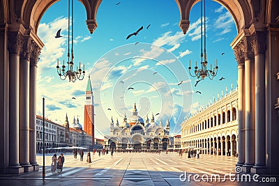 portico on Piazza San Marco Venice Stock Photo
