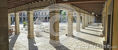 Porticoed Main Square of Brunete. Madrid, Spain Stock Photo