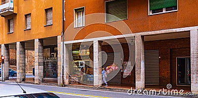 Porticoes of Bologna by day. Arches, columns, architecture. Italy Editorial Stock Photo