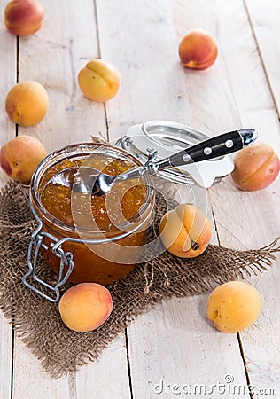 Portion of Apricot Jam Stock Photo