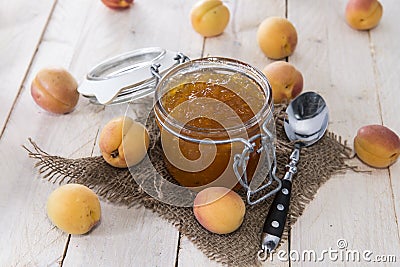 Portion of Apricot Jam Stock Photo