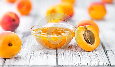 Portion of Apricot Jam & x28;selective focus& x29; Stock Photo