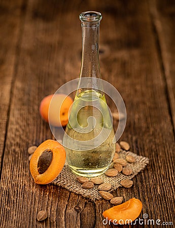 Portion of Apricot Oil close up shot; selective focus Stock Photo