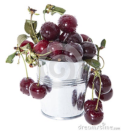 Portion of Cherries on white Stock Photo