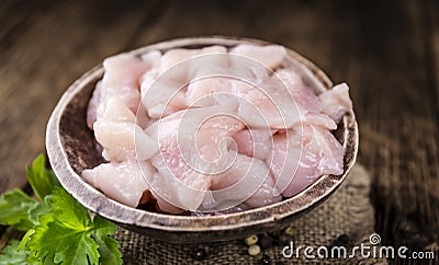 Portion of chopped Chicken Fillet Stock Photo