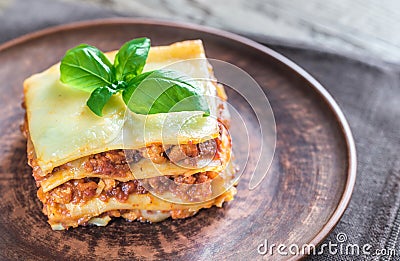 Portion of classic lasagne Stock Photo