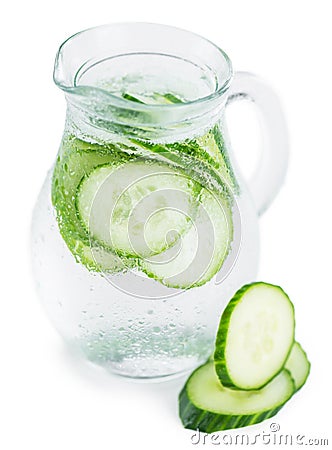 Portion of Cucumber Water isolated on white Stock Photo