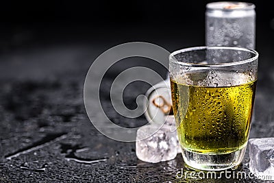 Portion of Energy Drinks, selective focus Stock Photo