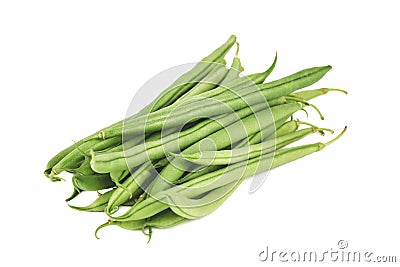 Portion of fresh green beans isolated on a white background Stock Photo