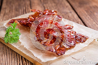 Portion of fried Bacon Stock Photo