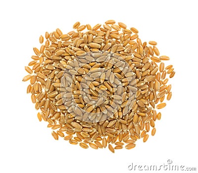 Portion of organic spelt isolated on a white background Stock Photo